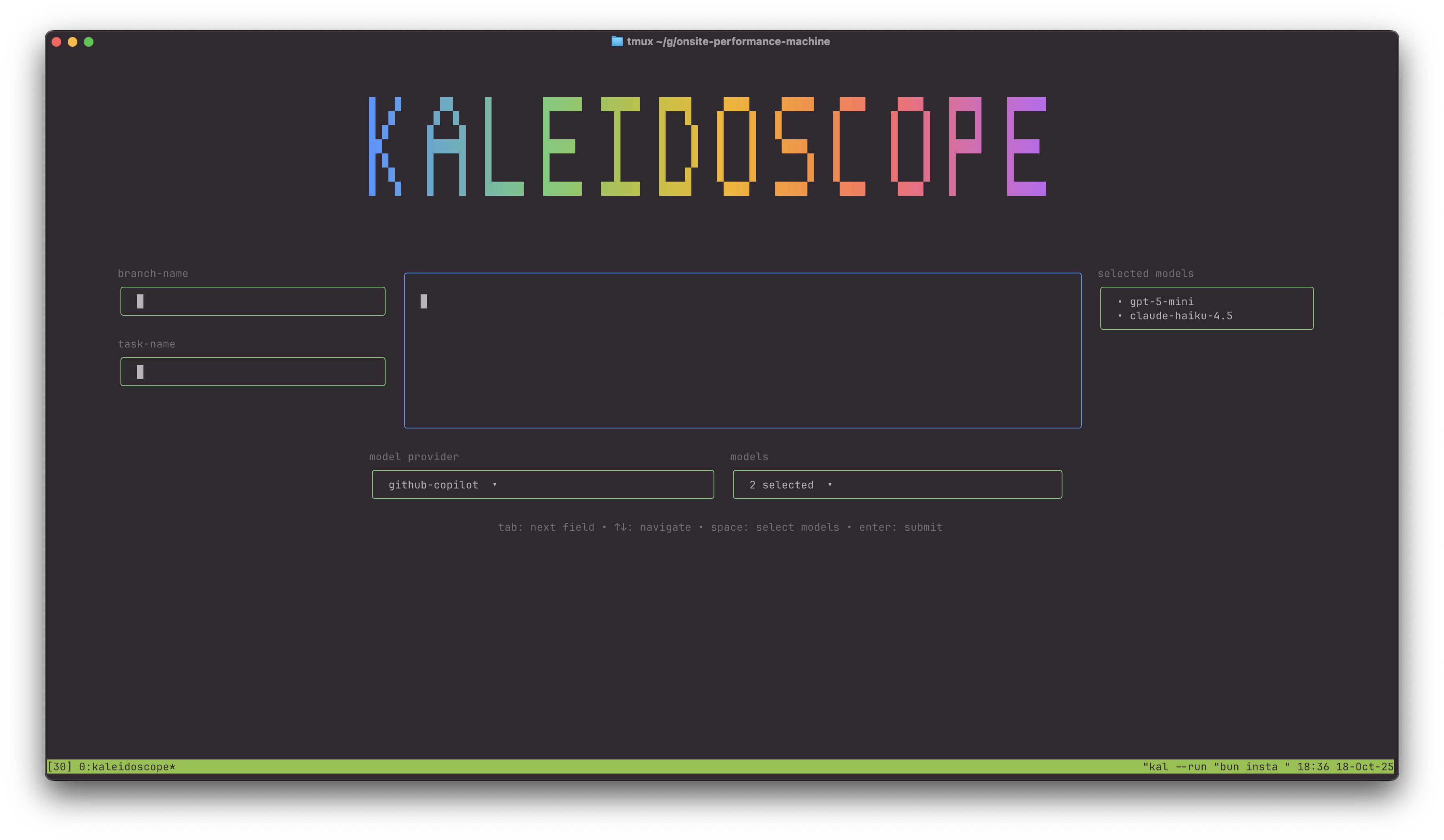 Kaleidoscope TUI Interface